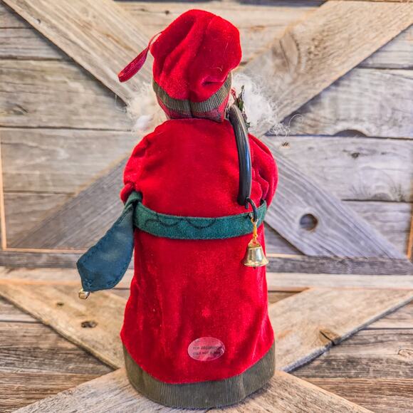 Traditional Christmas Santa Treetop/Tabletop-Embroidered Coat/Plaid Accents-10"H - Picture 4 of 8